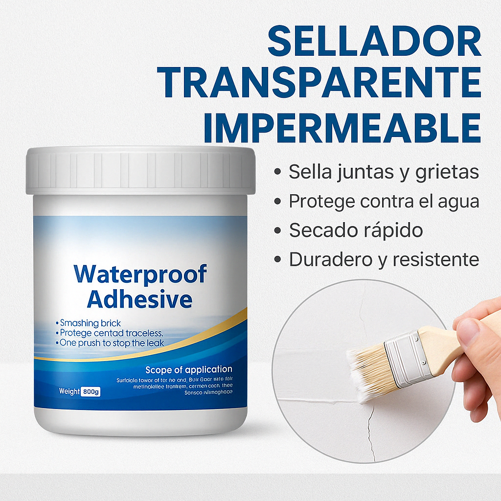 Sellador Impermeable Transparente 300g | Sella Grietas, Fugas y Filtraciones – Invisible y Efectivo